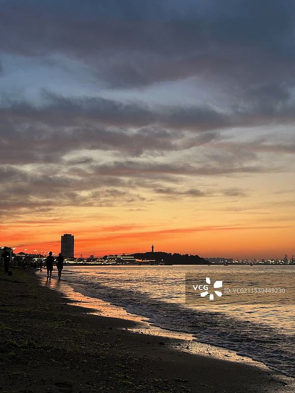 烟台海边日落图片素材