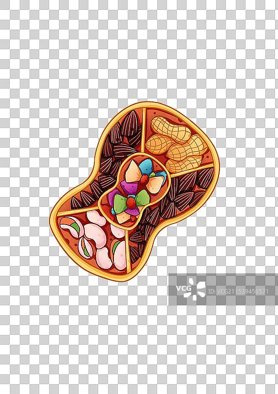 坚果干果盒扁平插画图片素材