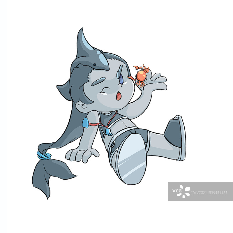 Q版鲨鱼拟人形象设计图片素材