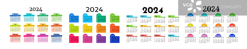 2024年日历，孤立在白色背景上图片素材