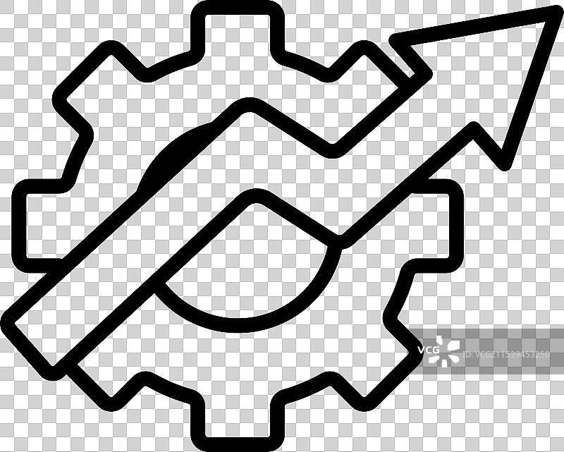 生产力图标：带上箭头的齿轮线条图标图片素材