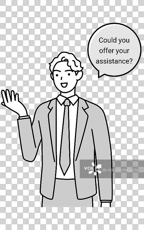 身穿西装的美国男子进行英语对话图片素材