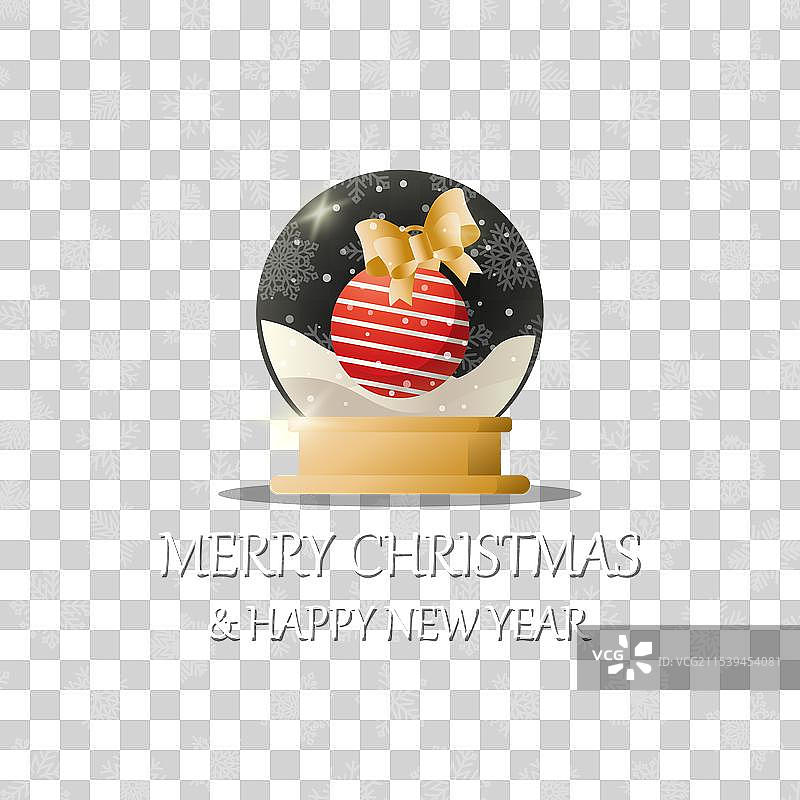 圣诞快乐的雪花球与圣诞球图片素材