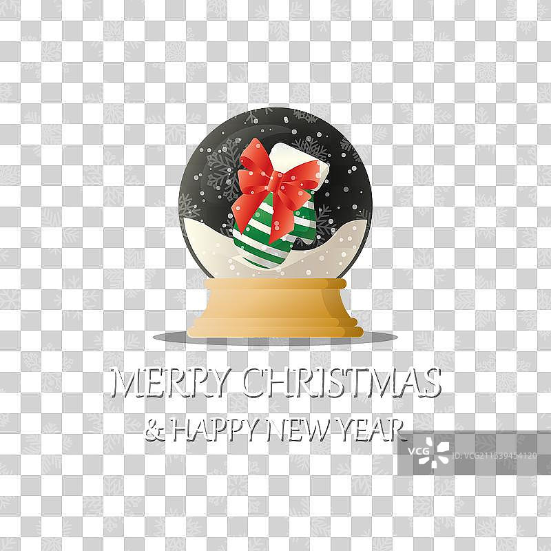 圣诞快乐的雪花球，里面有手套和图片素材