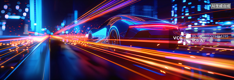 【AI数字艺术】科技新能源电动汽车行驶背景图片素材