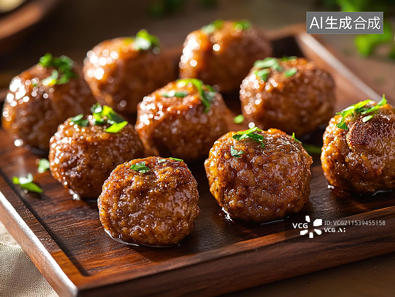 【AI数字艺术】香气四溢的肉丸图片素材