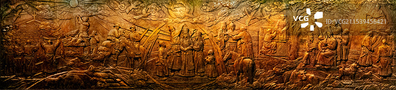 鄂尔多斯，蒙古族民族风情壁画图片素材