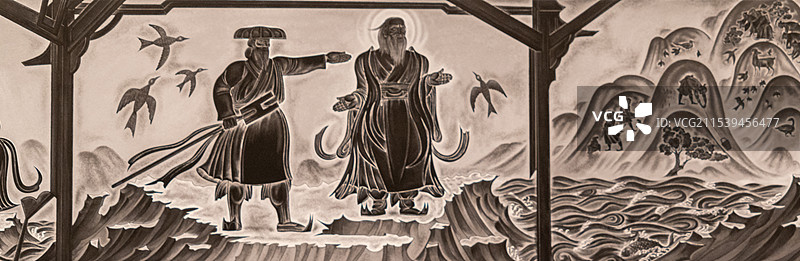 传统文化，中国上古先贤故事壁画图片素材