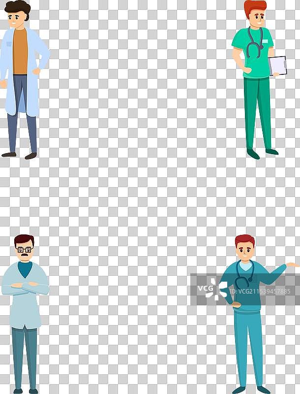 年轻微笑医生图标集卡通风格图片素材