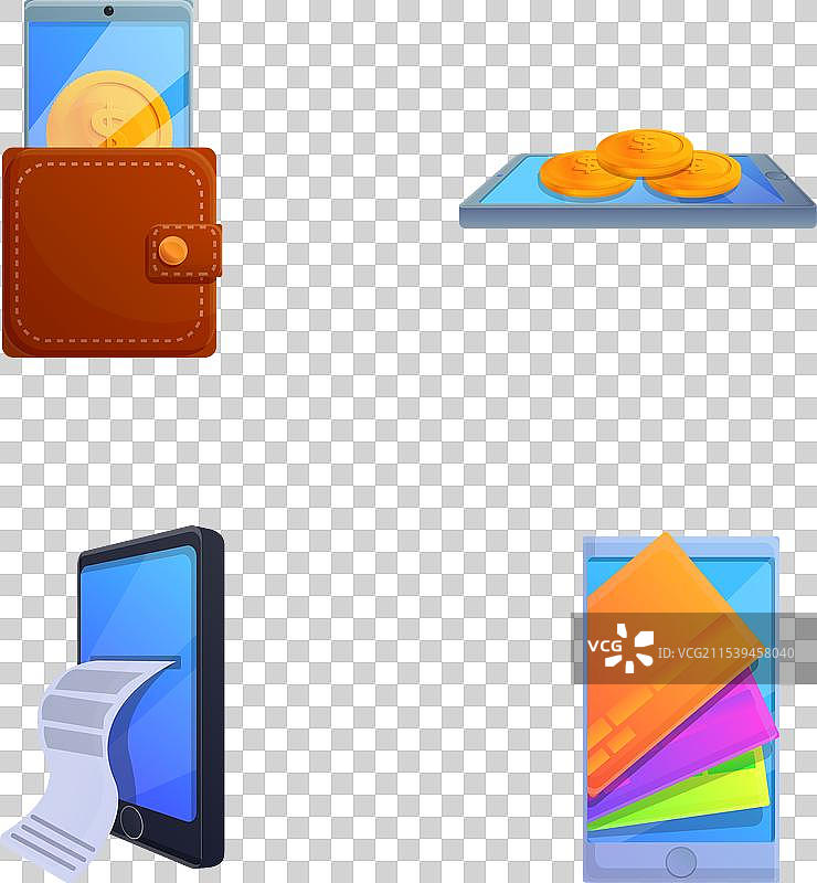 在线支付图标集 卡通风格 财务图片素材