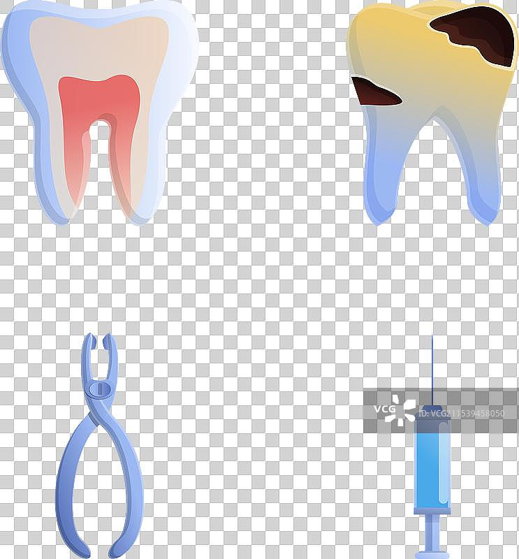 龋齿治疗图标集卡通人物图片素材