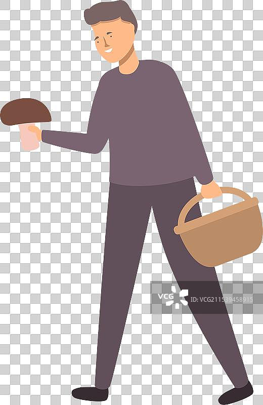 蘑菇采摘者图标卡通草地图片素材