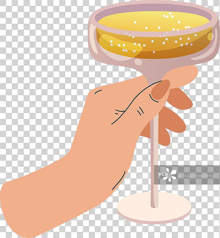 手握香槟酒杯，背景为白色图片素材
