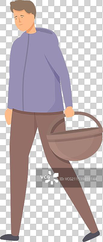 空篮子的蘑菇采摘者卡通图标图片素材