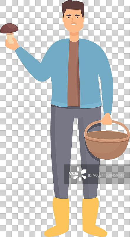 穿着雨靴的蘑菇采摘者卡通图标图片素材
