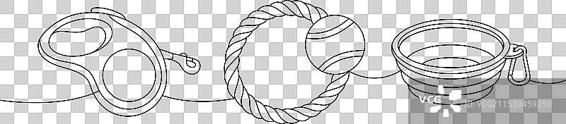 一线连续画的宠物用品套装图片素材