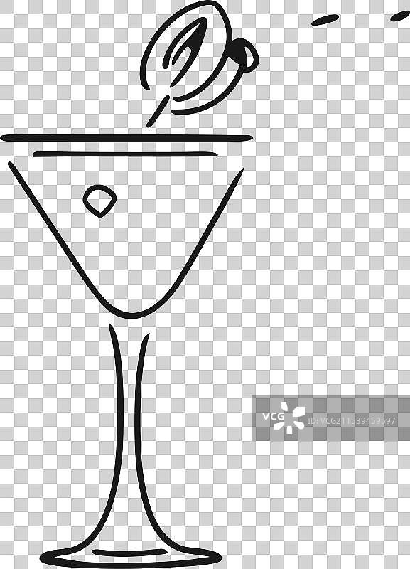 马提尼鸡尾酒杯孤立在白色背景上图片素材