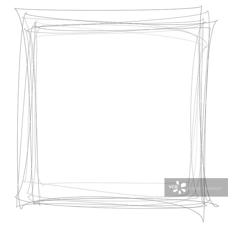 手绘曲线轮廓线的方框图片素材