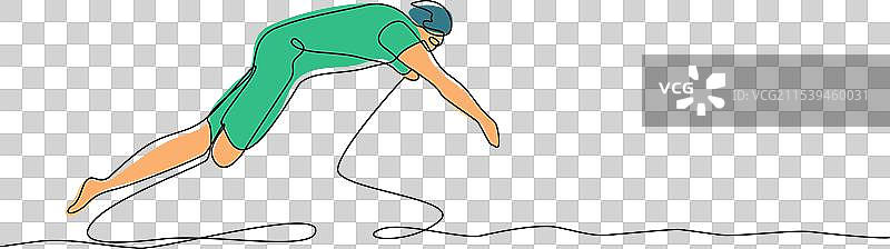 连续一笔画的年轻残疾人图片素材