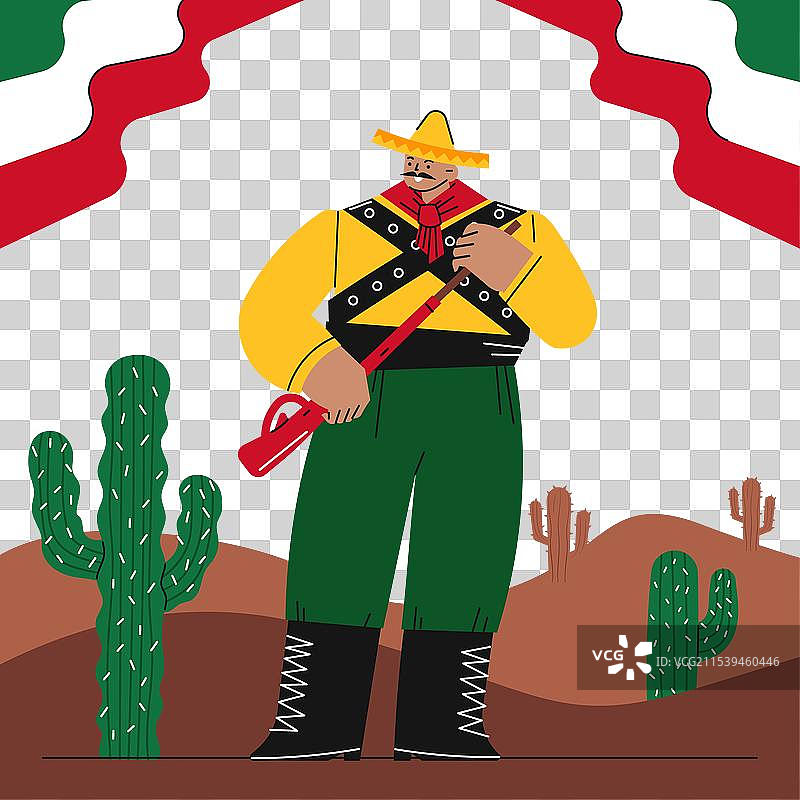 墨西哥革命庆祝活动，背景为白色图片素材