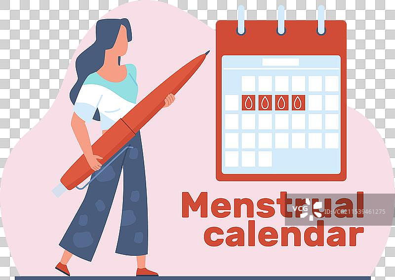 女孩在身边保持她的月经日历图片素材