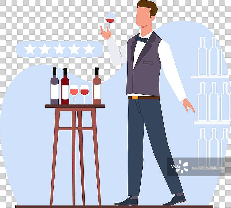 侍酒师品尝酒杯中的葡萄酒进行评估图片素材