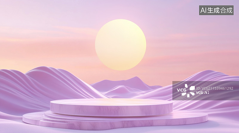 【AI数字艺术】紫色背景电商产品展台图片素材