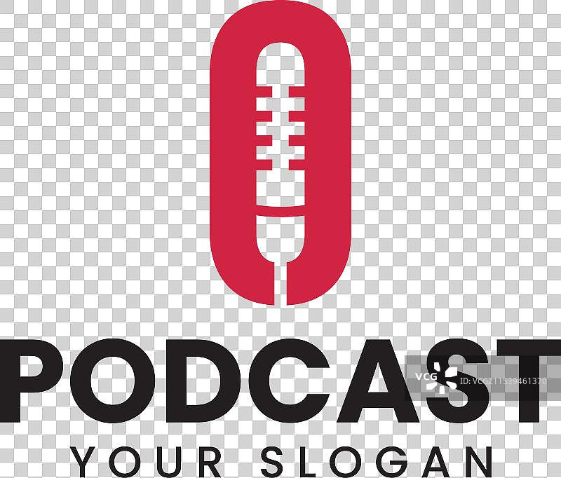 带有数字0和麦克风形状标志的播客图片素材