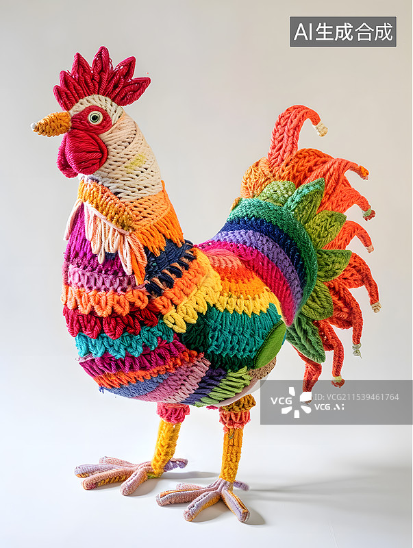 【AI数字艺术】编织风格的十二生肖：鸡图片素材