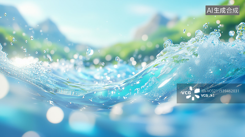 【AI数字艺术】清澈碧波与阳光图片素材