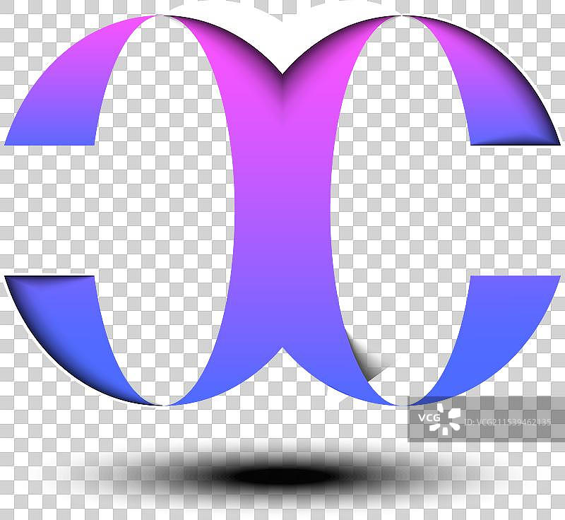 带有卷曲艺术效果的字母X三维标志图片素材