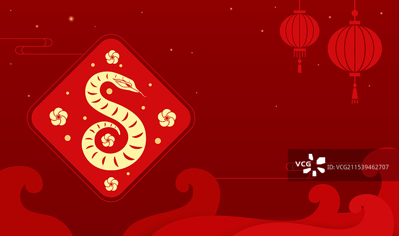 春节背景设计剪纸风格蛇年窗花图片素材