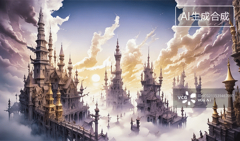 【AI数字艺术】梦幻之城图片素材