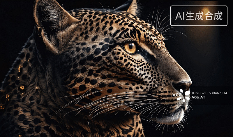 【AI数字艺术】黑暗中的猎豹图片素材
