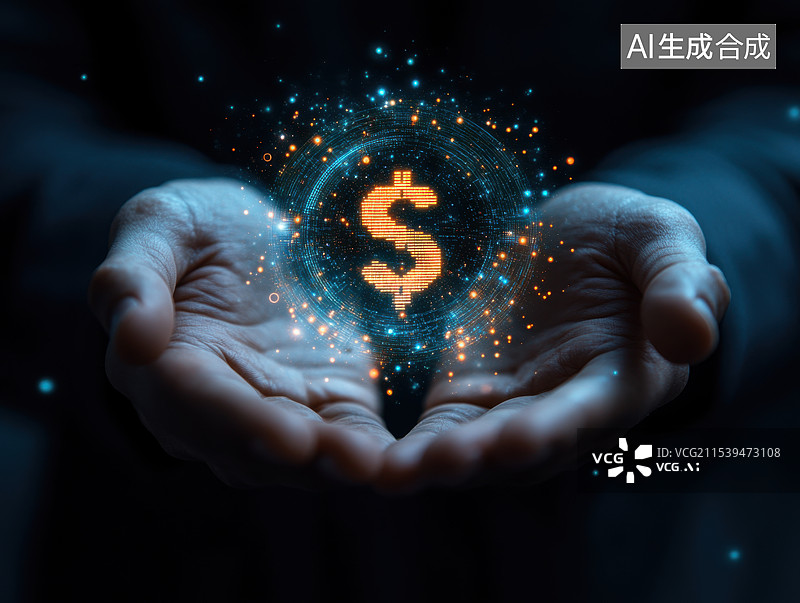 【AI数字艺术】金融经济股市股票美元数据分析商务办公背景图片素材