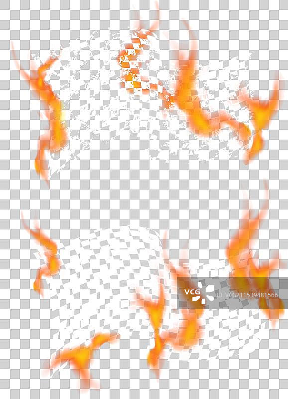 燃烧的起跑和终点旗帜上的火焰图片素材