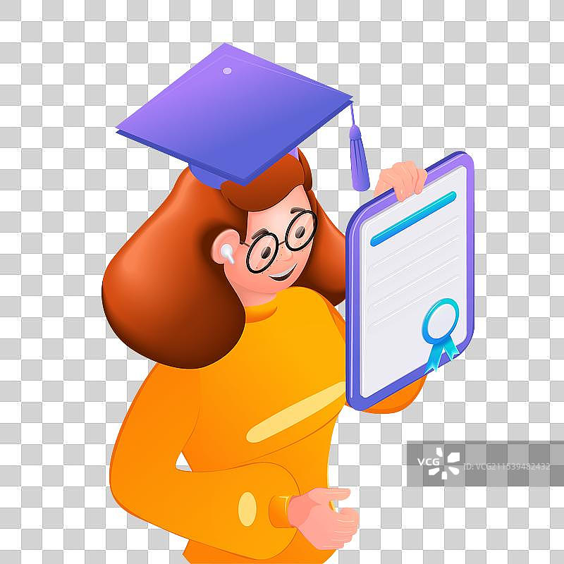 3D等距卡通年轻学生图片素材