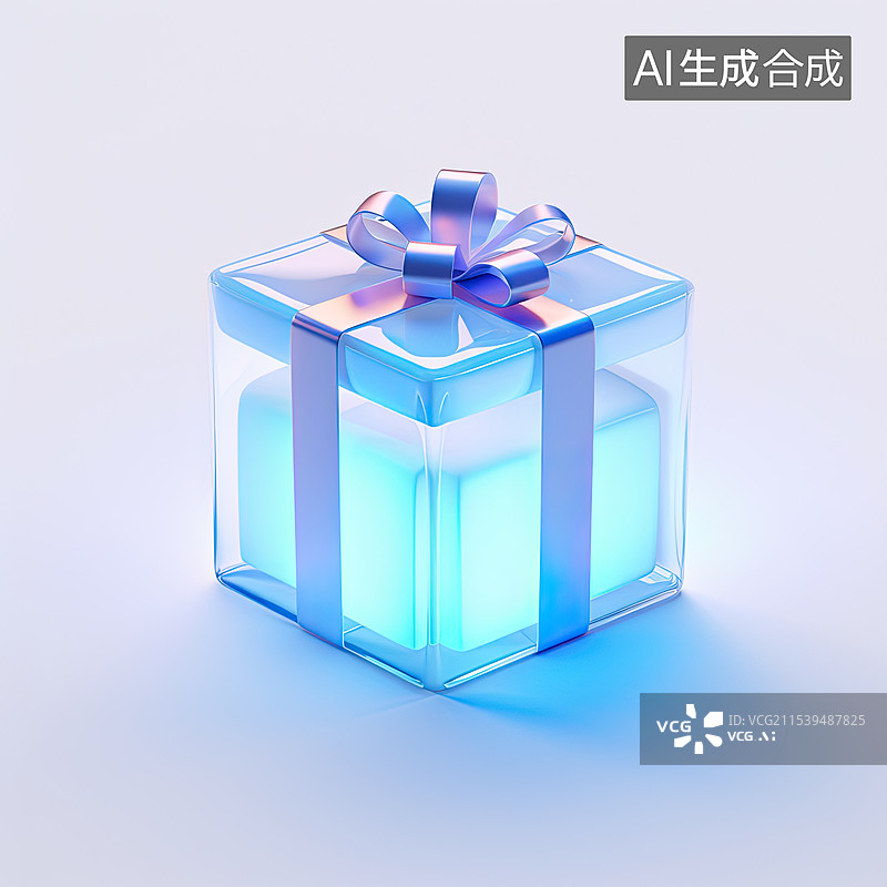 【AI数字艺术】B端水晶透明礼物盒图片素材