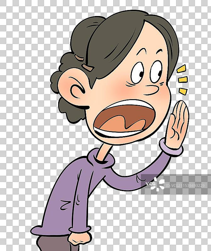 妈妈阿姨耳边大喊的样子卡通人物漫画元素图片素材
