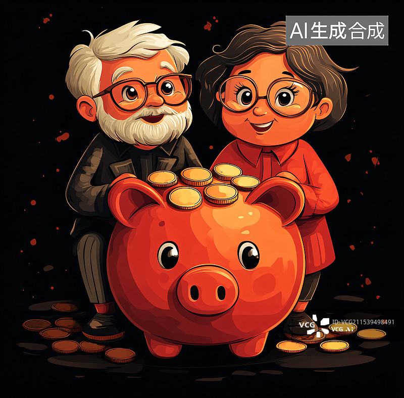 【AI数字艺术】养老金，养老保险，退休金，个人养老图片素材