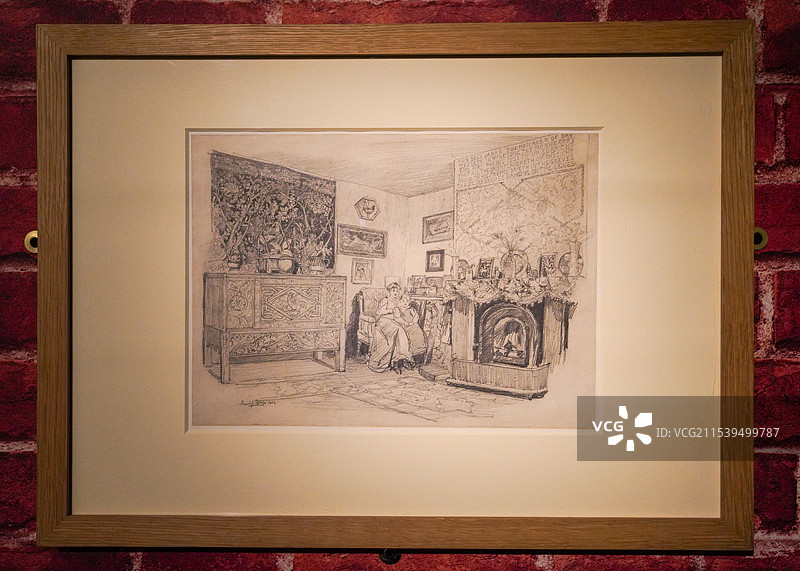 上海世博会博物馆 威廉·莫里斯 英国工艺美术运动 维多利亚与阿尔伯特博物馆 伦敦杰克家的客厅一角图片素材