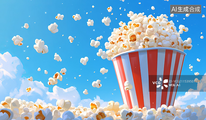 【AI数字艺术】爆米花甜食小吃插图图片素材