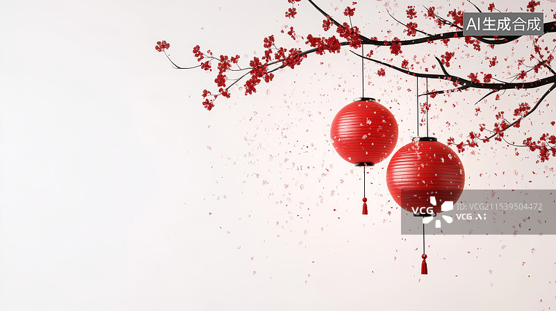【AI数字艺术】白色背景灯笼素材图片素材