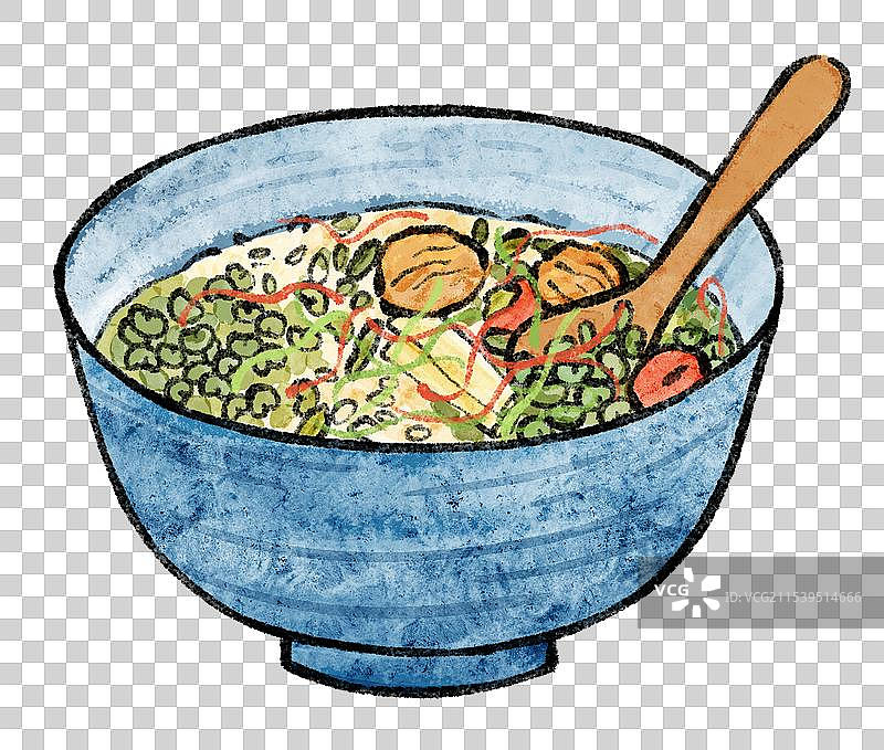 国风苏州美食插画-苏式绿豆汤图片素材