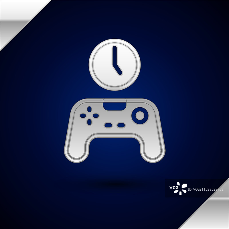 银色时间游戏手柄图标，背景为深蓝色图片素材