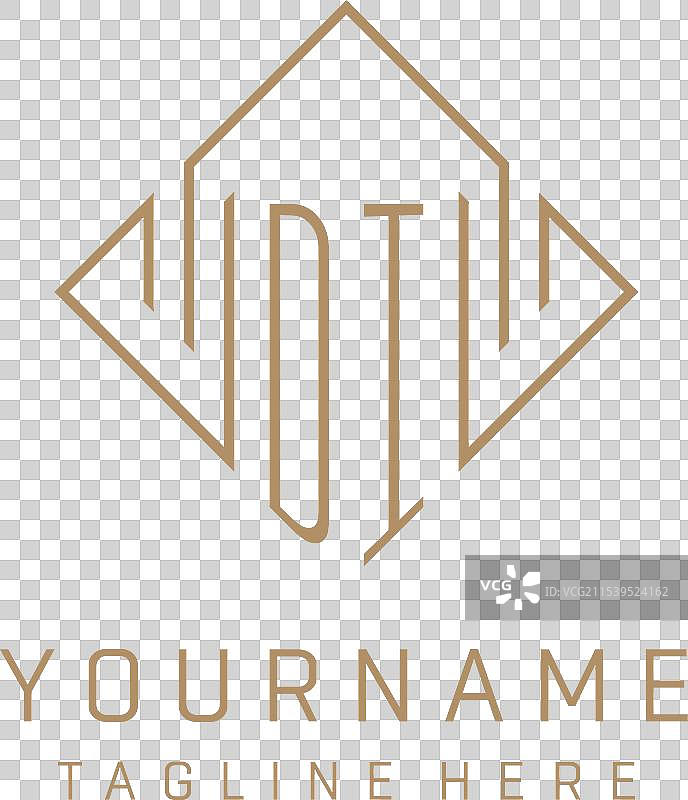 奢华的菱形线条风格字母DI单字母组合标志图片素材