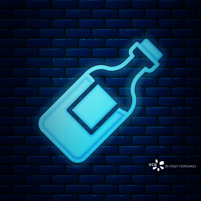 发光的霓虹水瓶图标，孤立于背景上图片素材