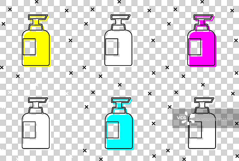 彩色背景上的洗发水瓶图标图片素材