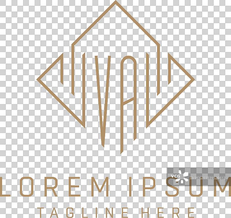 奢华风格的菱形线条字母VA单字母组合标志图片素材