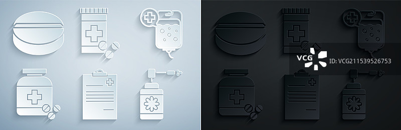 医疗夹板与临床记录和静脉输液袋图片素材